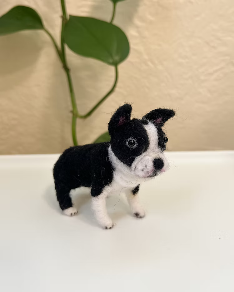 Boston Terrier Needle Felting Workshop —  at Unraveled Creative Studio - July 18th 12pm - 4 pm